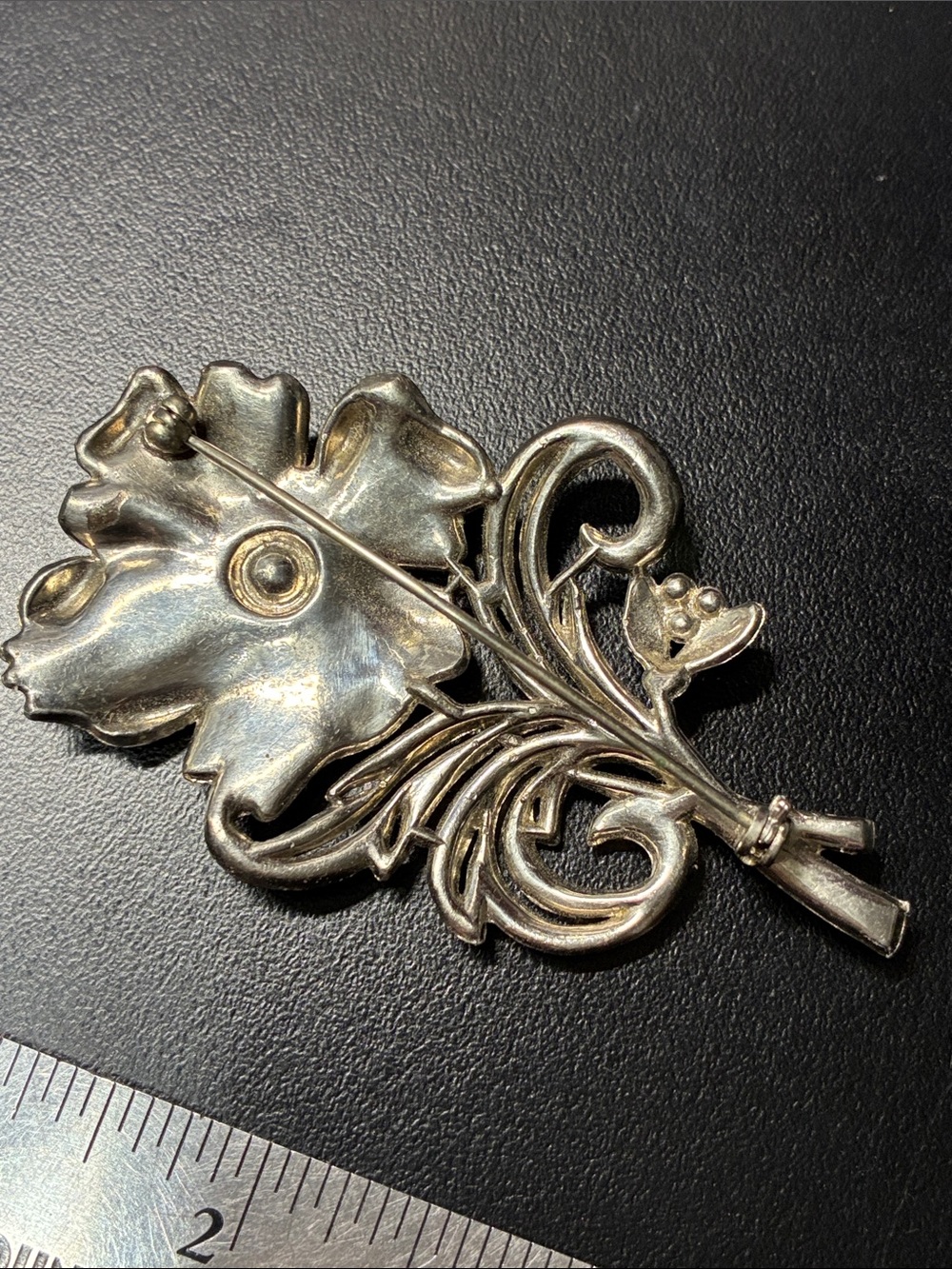 Rhinestone Pink Flower Brooch Pin - Picture 4 of 8